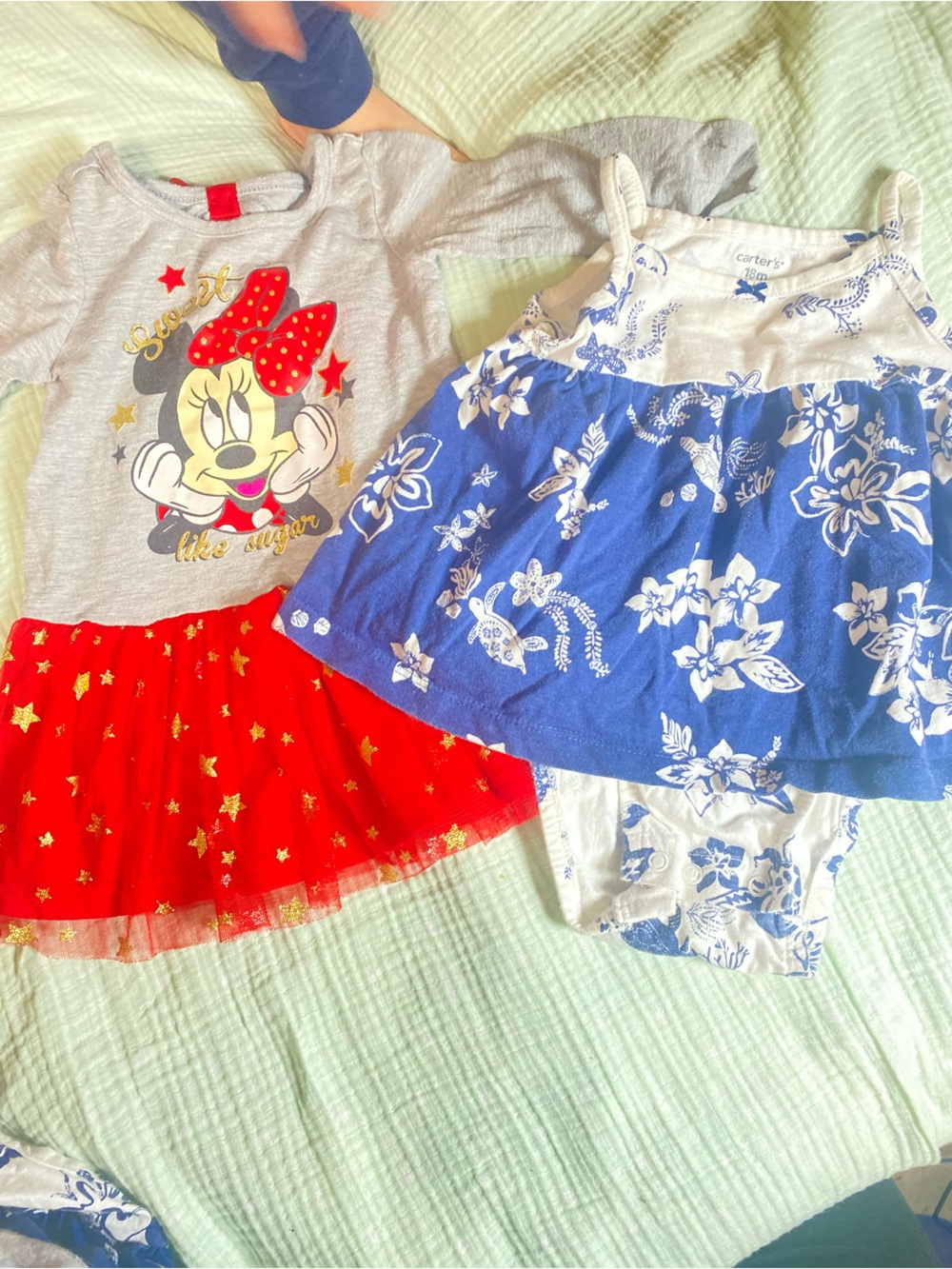 Disney Girls Blue Floral & Red Star Minnie Dress